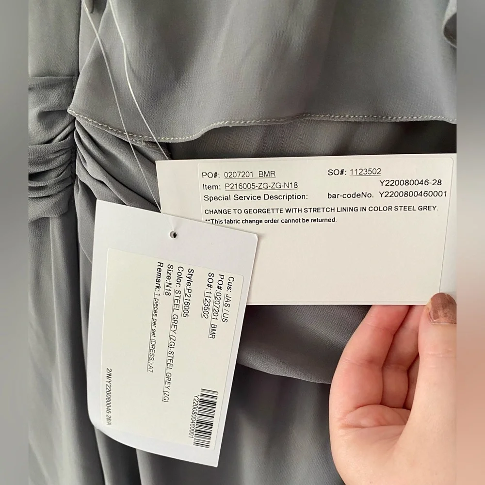 NWT Grey Charolette Chiffon Vneckline Long Dress - Picture 5 of 10